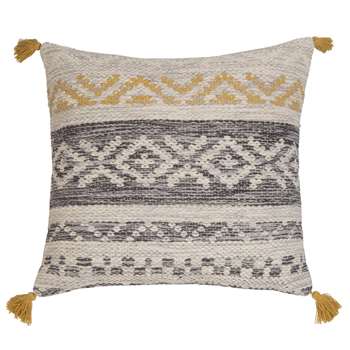 KOLDA Grey and Yellow Cotton Cushion (60 x 60cm)