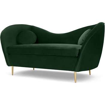 Kooper 2 Seater Sofa, Moss Green Recycled Velvet (H83 x W165 x D73cm)