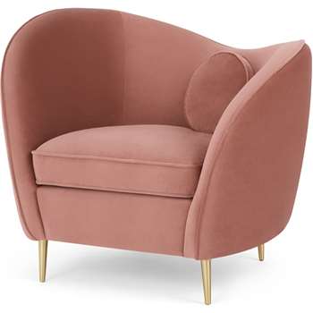 Kooper Accent Armchair, Blossom Pink Recycled Velvet (H85 x W96 x D74cm)
