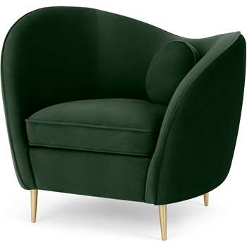 Kooper Accent Armchair, Moss Green Recycled Velvet (H85 x W96 x D74cm)