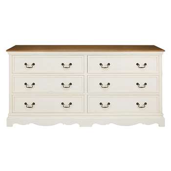 LÉONTINE 6-Drawer Chest in Cream (H95 x W175 x D39cm)