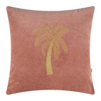 À la - Velvet Palm Tree Cushion Cover - Dusty Pink (H45 x W45cm)
