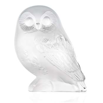 Lalique - Clear Shivers Owl Figure (8.3 x 7.2cm)