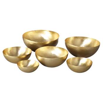 Lama Offering Bowls, Set of 6 - Brass (9 x 19cm)