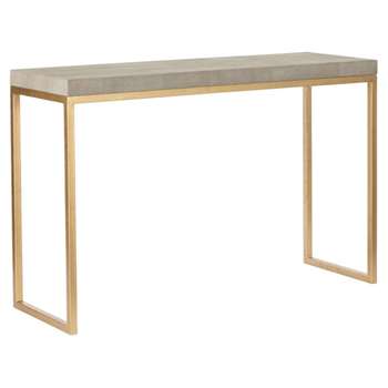Lantau Faux Shagreen and Gold Console Table - Taupe (78 x 120cm)