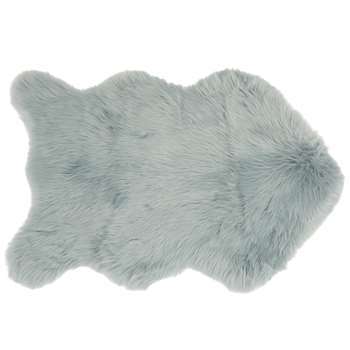 LAPON Blue Grey Faux Fur Rug (H60 x W90cm)