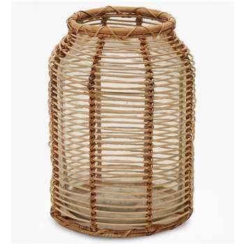 Large Cane Glass Vase - Natural (H27 x W22 x D22cm)