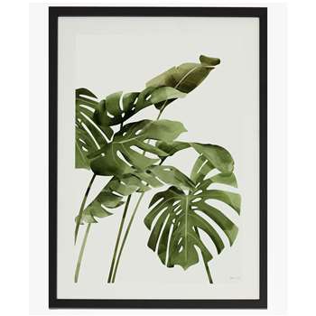 Large Framed Tropical Leaf Print - White (70 x 50cm)