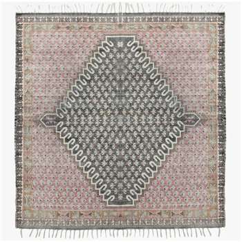 Large Poppy Field Rug - Pink And Grey (H180 x W180cm)