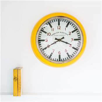 Large Yellow Wall Clock (Diameter 51cm)
