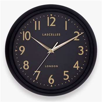 Lascelles Carey Wall Clock, Black (H30 x W30 x D7cm)