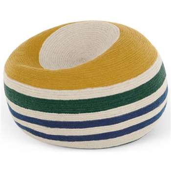Layla Cocoon Bean Bag, Multi Striped Braided Weave (H45 x W80 x D80cm)