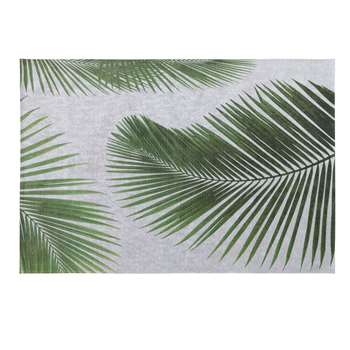 LEAF Grey Outdoor Rug with Palm Leaf Print (H155 x W230cm)