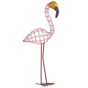 LENNY Metal Pink Flamingo Statue (H76 x W13 x D42cm)