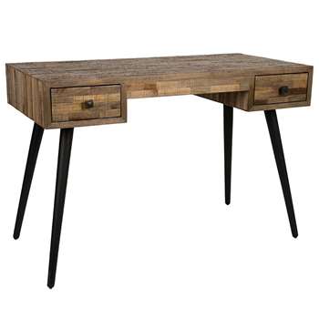 Leo Teak Computer Desk with 2 Drawers (76 x 118cm)
