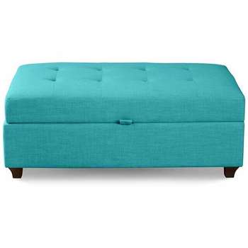 Leon Upholstered Ottoman - Teal (118 x 72cm)