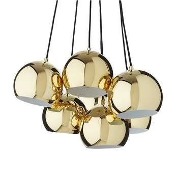 Koge Ball Multi Pendant Lamp, Stainless steel - Multi, Brass, 14.5 x 18cm