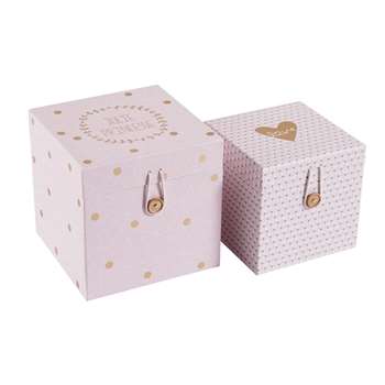Lilly Printed Cardboard Boxes In Pink (18 x 18 x 18cm)