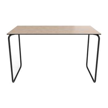 LIND DNA - Bull Bench with Fixed Leather - Warm Grey/Black (H44 x W38 x D38cm)