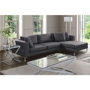 Linear Right Hand Corner Sofa Quilted Grey (66 x 280cm)