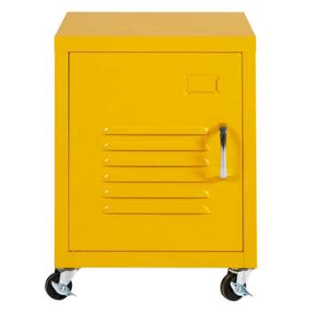LOFT Yellow Metal Bedside Table on Wheels (H50 x W37 x D32cm)