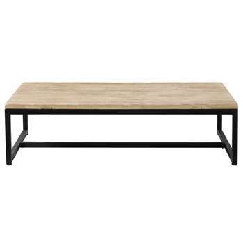 LONG ISLAND - Solid Fir and Metal Industrial Coffee Table (H36 x W129 x D69cm)
