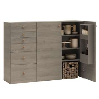 Vox Lori Sideboard with Built in Storage in Oak Grey (H103 x W135 x D47cm)