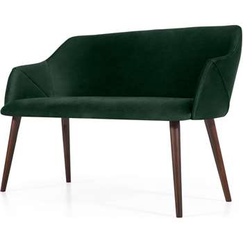 Lule Compact Dining Bench, Pine Green Velvet (H83 x W140 x D61cm)