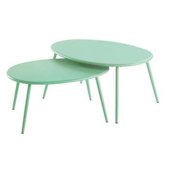 LUMPA Aqua Metal Nest of 2 Tables (33.5 x 70cm)