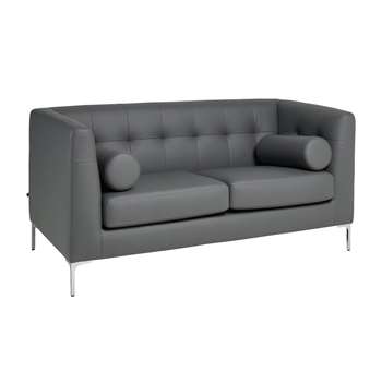 Lyon faux leather two seater sofa light grey (75 x 156cm)