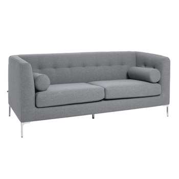 Lyon three seater sofa grey fabric (75 x 186cm)