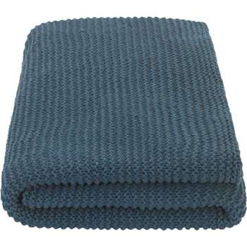 MADE Essentials Alfa Cotton Knit Throw, Teal (130 x 170cm)