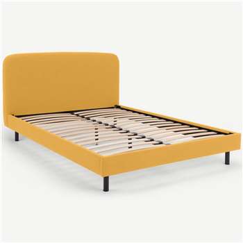 MADE Essentials Besley King Size Bed, Yolk Yellow (H96 x W161 x D219cm)