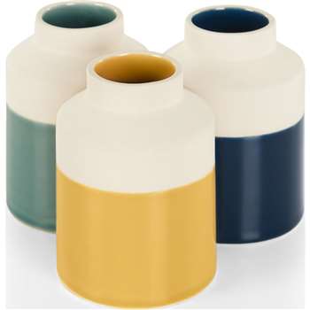 Made Essentials Dorran Set of Three Vases, Multi (H11 x W8 x D8cm)