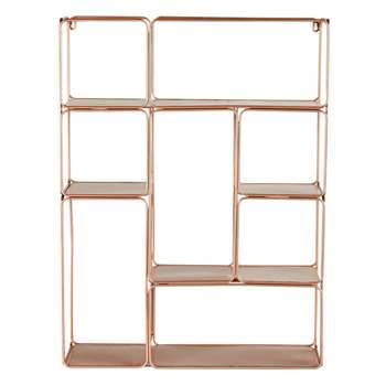 MADELINE Copper-Colour Metal Wall-Mount Shelving Unit (H80 x W59 x D17cm)