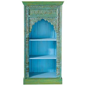 MADRAS Solid mango wood Indian bookcase in green (168 x 84cm)