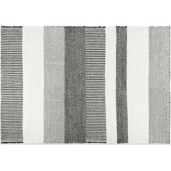 Malay Wool Stripe Rug, Large, Black & White (H160 x W230 x D2cm)
