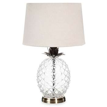 MALP glass pineapple lamp with beige shade (45 x 28cm)