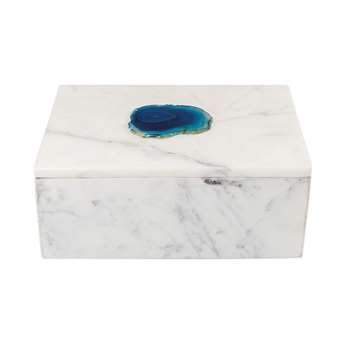 Marble and agate stone lidded box (9 x 19cm)