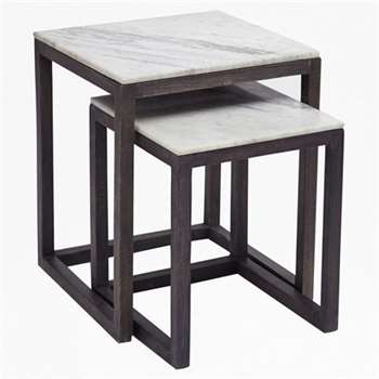 Marble Nest Of Tables - White/Grey (H55 x W45 x D45cm)