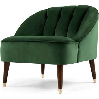 Margot Accent Armchair, Forest Green Velvet (H72 x W77 x D73cm)