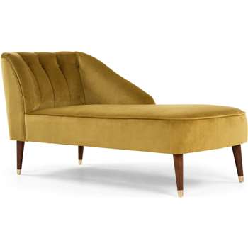Margot Right Hand Facing Chaise Longue, Antique Gold Recycled Velvet (H77 x W150 x D68cm)