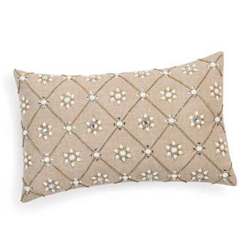MARQUISE cotton cushion in beige (25 x 40cm)