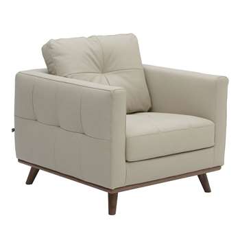 Marseille leather armchair stone (67 x 88cm)