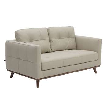 Marseille leather two seater sofa stone (67 x 154cm)