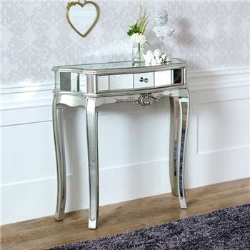 Melody Maison Half Moon Mirrored Console Table - Tiffany Range (H81.5 x W80 x D30cm)