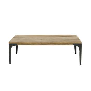 METROPOLIS Solid mango wood and metal coffee table (Width 110cm)