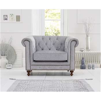 Milano Chesterfield Grey Plush Armchair (75 x 106cm)