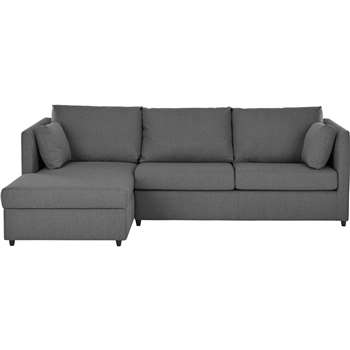 Milner Left Hand Facing  Corner Storage Sofa Bed with Memory Foam Mattress, Night Grey (83 x 247cm)