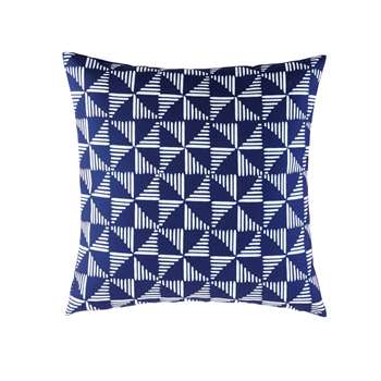 MILOS Blue Outdoor Cushion with White Graphic Motifs (45 x 45cm)